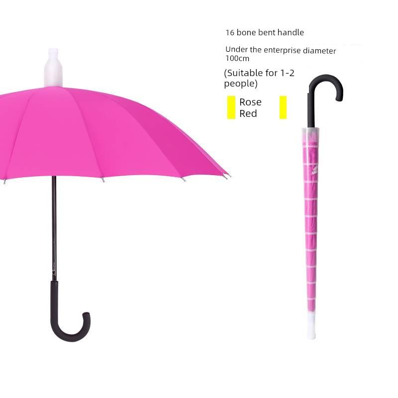 Waterproof Umbrella for Men and Women, Double Automatic Large Car-Mounted 16-Rib Long Handle Umbrella, Oversized Black Umbrella for Men and Women