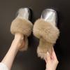 Comfortable Bag Head Thick Heel Slippers Women's Outer Wear Fashionable Warm Velvet Bag Head Mop