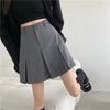 Women's Gray High Waist Pleated Mini Skirt Casual A-Line Suit Skirt
