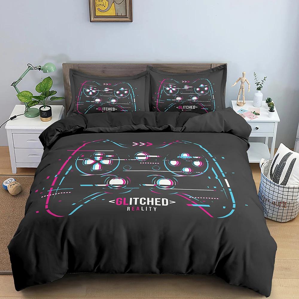 Games Comforter Cover Gamepad Bedding Set for Boys Kids Video Modern Gamer Console Quilt 2 or 3 Pcs Soft Twin Duvet Cover Set