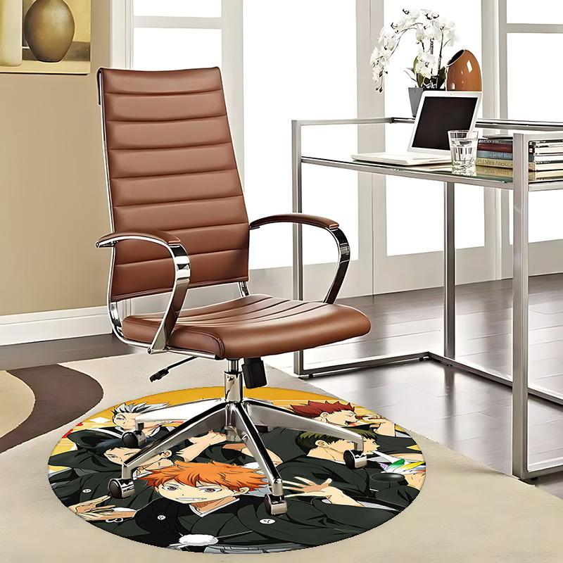 1pc Anime Cartoon Design Round Carpet for Office Chair Mat, NonSlip Rug Suitable for Home Decor, Living Room, Bedroom