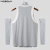 INCERUN Men Turtleneck Stitching Oversleeve Rib Casual Fitted Tank Tops