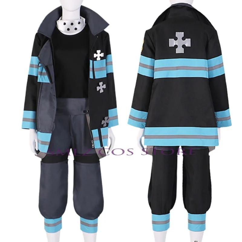 Maki Oze Cosplay Anime Manga Fire Force Shinra Kusakabe Costume Uniforme Ensemble Fête d'Halloween pour Femme L gray