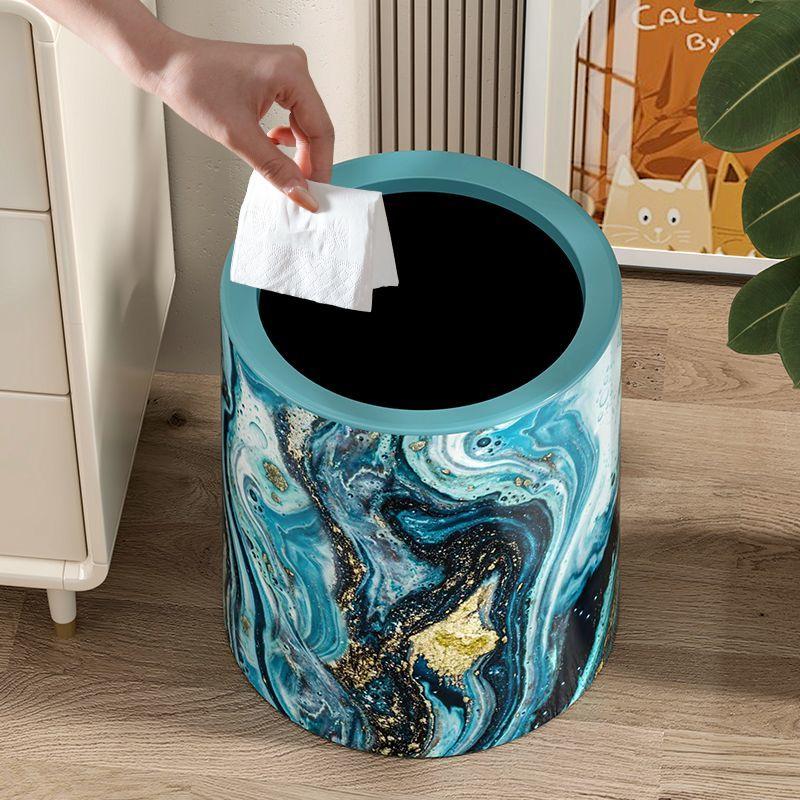 Retro light luxury bedroom, bathroom, home living room and kitchen new hotel large capacity double-layer trash cans