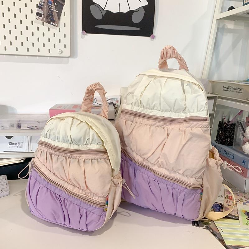 Schultasche neu plissiert Herz-Kuchen Rucksack Mittelschule süße Schultasche weibliche College-Studentin Reise-Leichtrucksack
