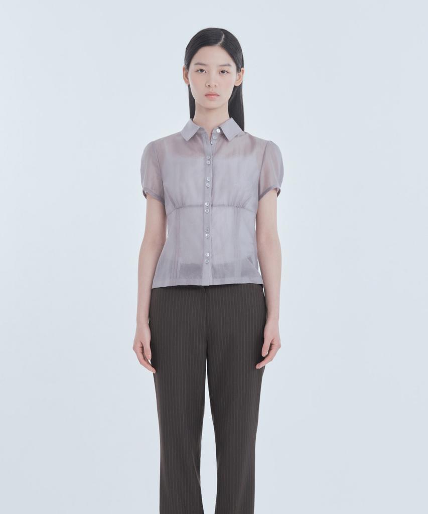 Mausolleum Emma Tailored Semi Bootcut Slacks - Brown Stripe