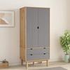 VidaXL Wardrobe OTTA Brown and Grey 76.5x53x172 Cm Solid Pine Wood 348589