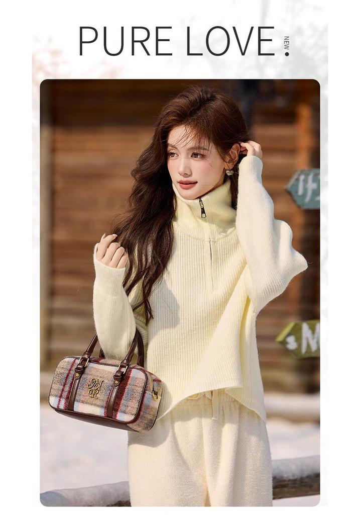 Bailuyu Women's Raglan Sleeve Polo Collar Knit Sweater