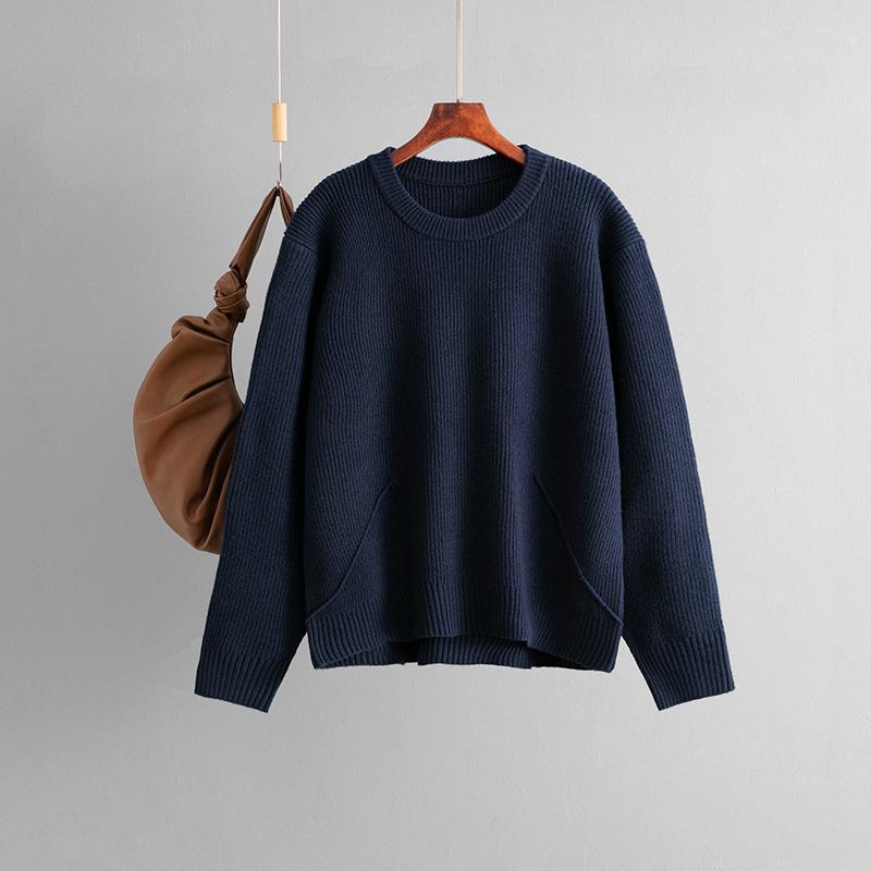 Knitted Round Neck Sweater For Autumn And Winter Simple And Loose Base Top Sweater