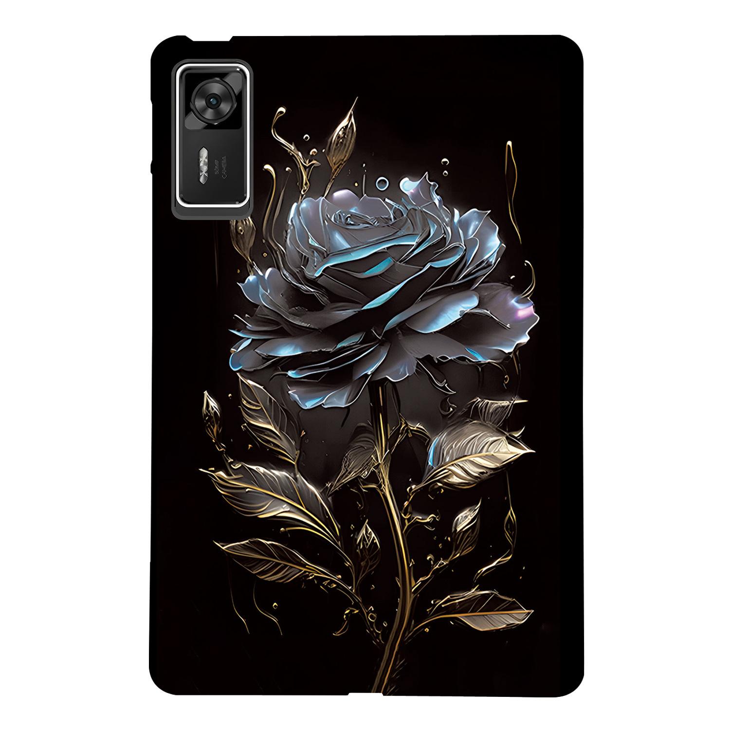 

For Lenovo Legion Y700 Gen 4 TPU Case Pattern Printing Slim Tablet Protective Cover Black Rose