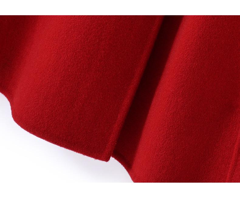 Women's Double-Sided Wool Coat, Extra Long Hepburn Style with Detachable Shawl – Fashionable Autumn/Winter Outerwear