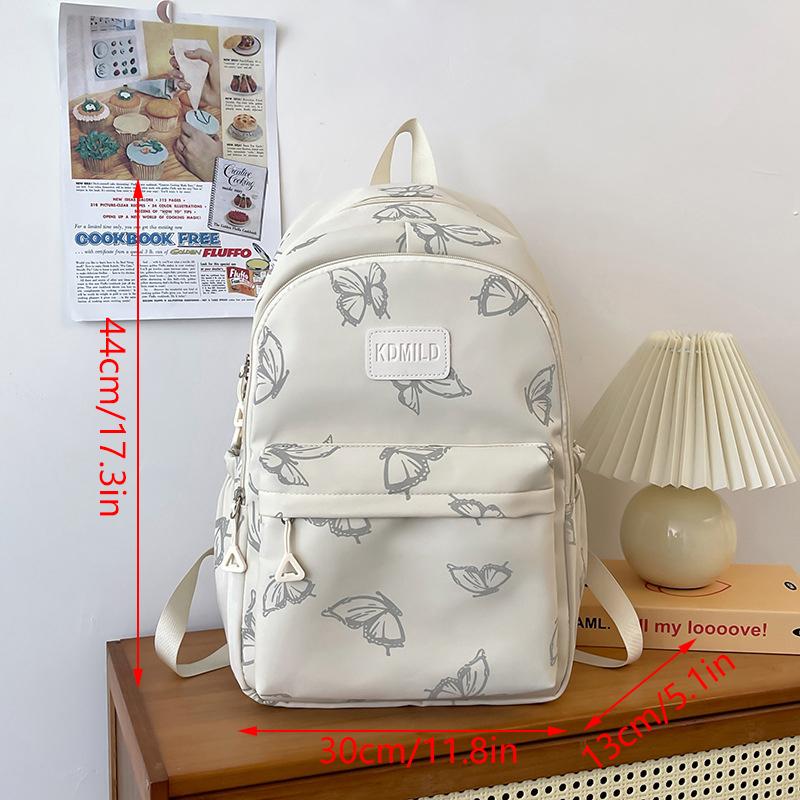 Butterfly Print Backpack Large Capacity Rucksack for Hiking Camping Commute and Travel Minimalist Design