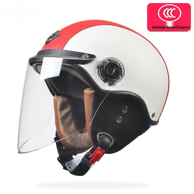 Men's & Women's Retro Electric Motorcycle Helmet - Universal Four-Season Half Helmet