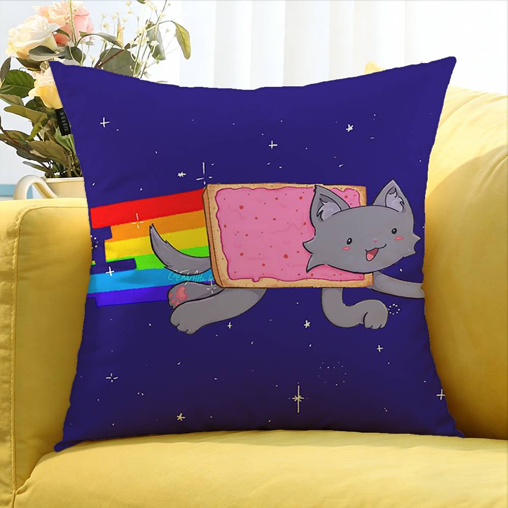 cute Rainbow Alien Nyan Cat Various Sizes Square Pillow Case For Car Home Bedchamber Decor