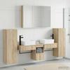 Bathroom Furniture Set 6 pcs Sonoma Oak Engineered Wood and Glass