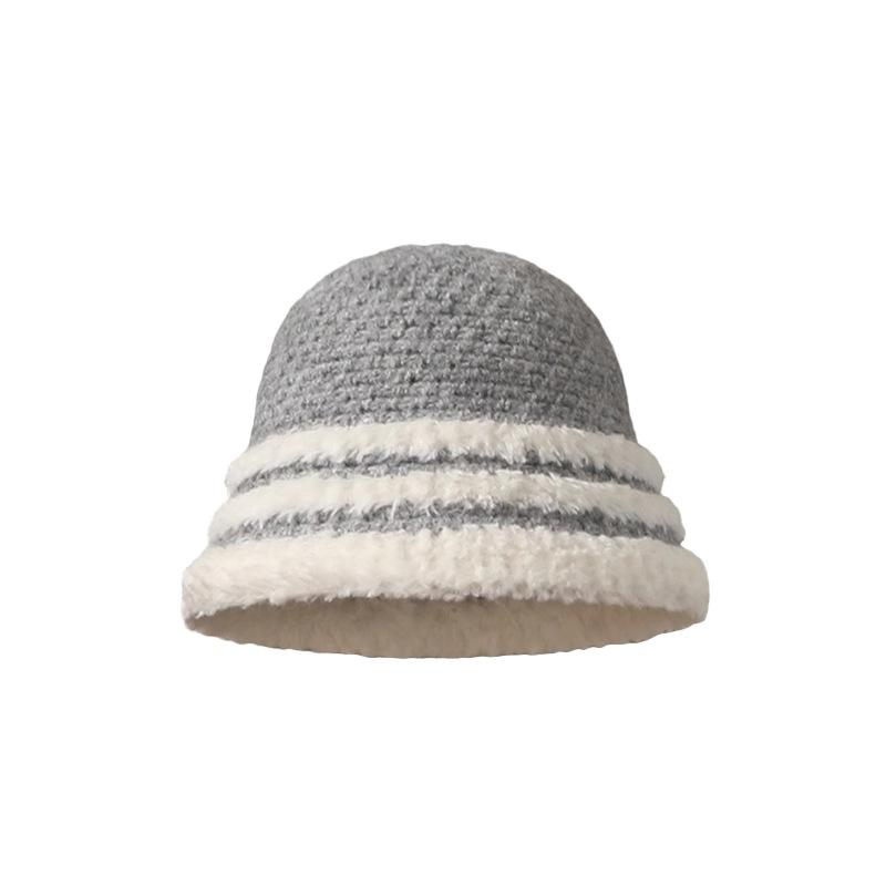 Autumn and Winter Thick Warm Bucket Hat Retro Versatile Face Small Bucket Hat Big Brim Plush Around the Basin Hat