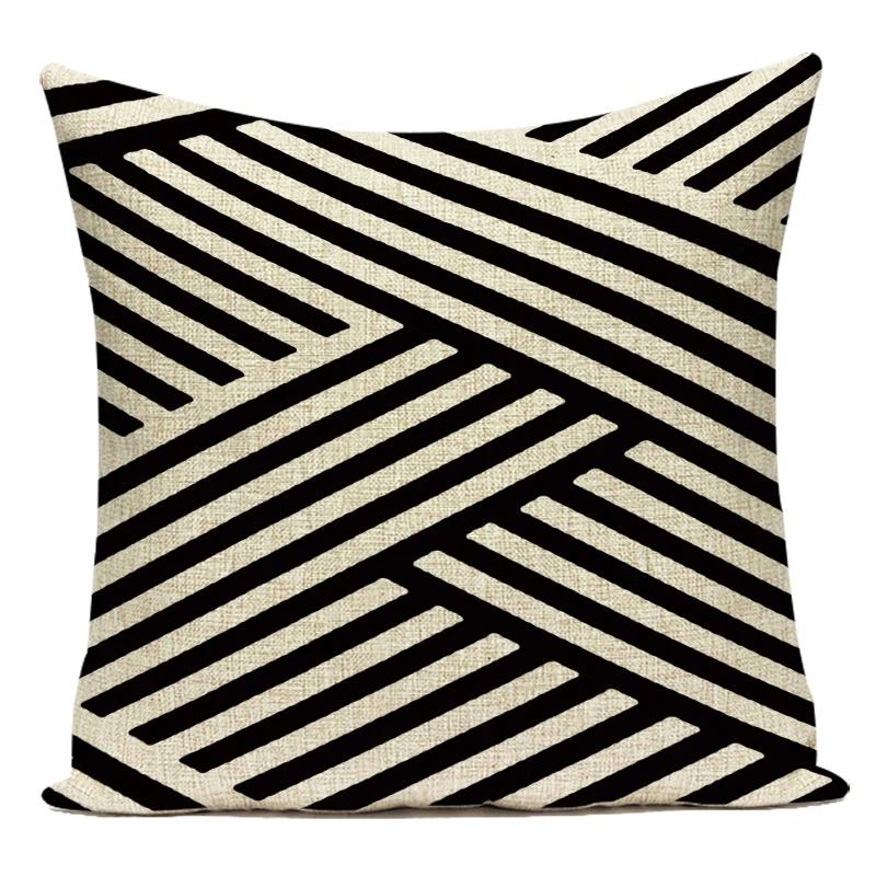 Black White Letter Cushion Cover Polyester Animal Bear Deer Stripes Pillow Case Sofa Bedroom Chair Home Decor Pillow Cover
