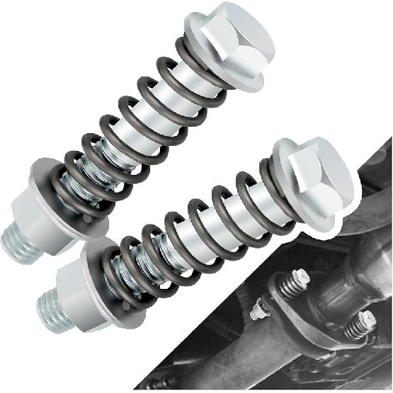 2PCS M10X1.25 Exhaust Manifold Bolts,Heavy Duty Exhaust Bolts And Nuts Kit With Springs For Muffler System Repairing,Universal Muffler Studs