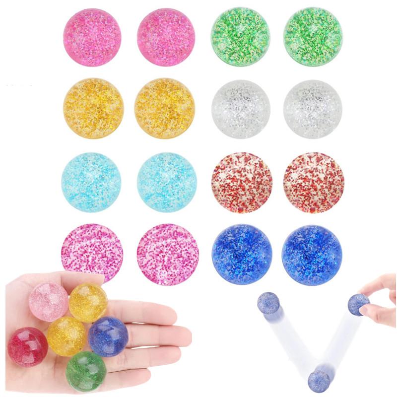 10Pcs Colorful Gold Glitter Elastic Ball Rubber Children'S Pinball Toys Outdoor Toys Sports Games Elastic Juggling Jump Ball