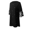 Fashion Women Sexy Wave Solid Point  Spliced Hollow Out Long Sleeve Dress