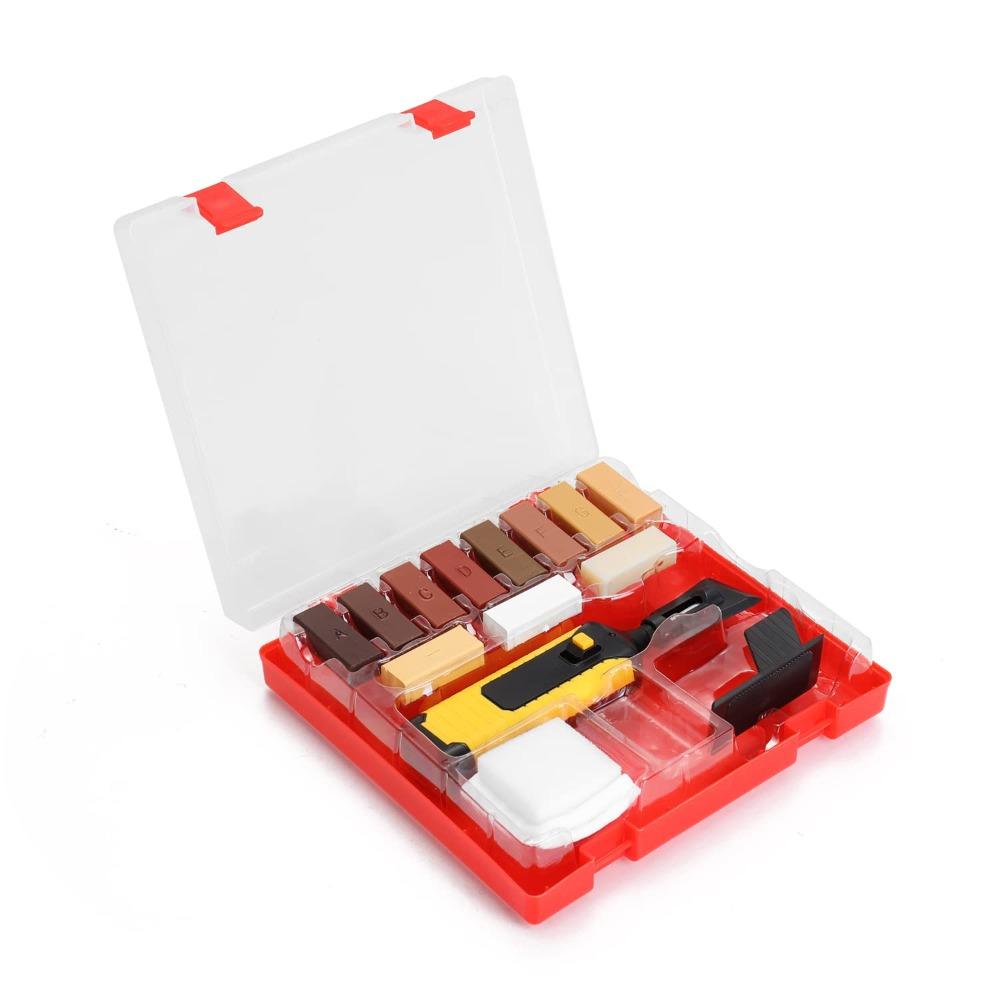 Composite flooring repair kit, 11 wax blocks, electric iron, suitable for repairing scratches on floors, workbenches, furniture, cabinets, and wood