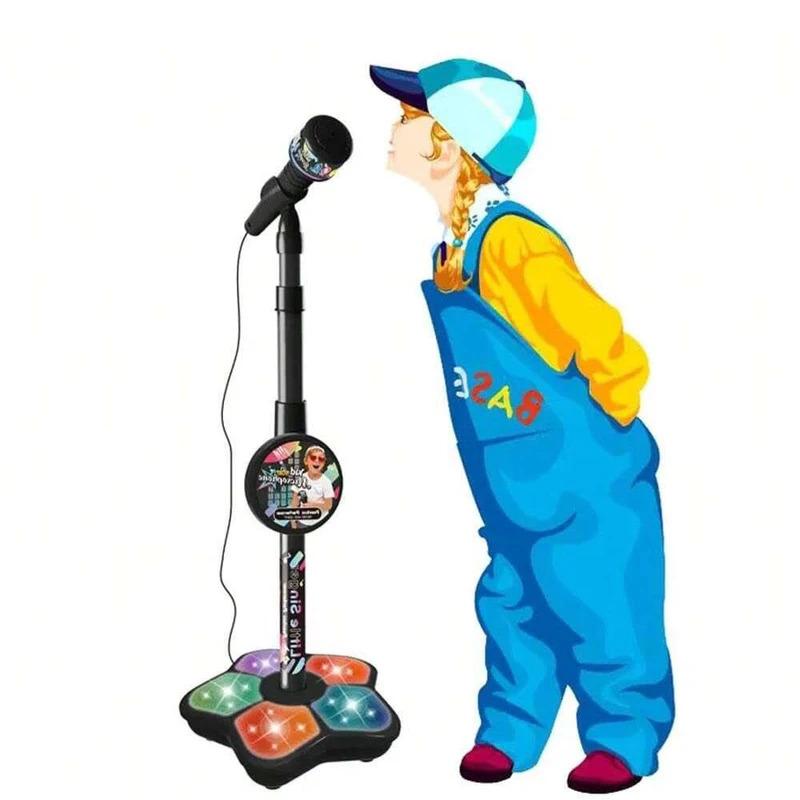 Kids Karaoke Microphone Stand - Portable Durable Party Toy with Electronic Amplifier, Children's Singing Set