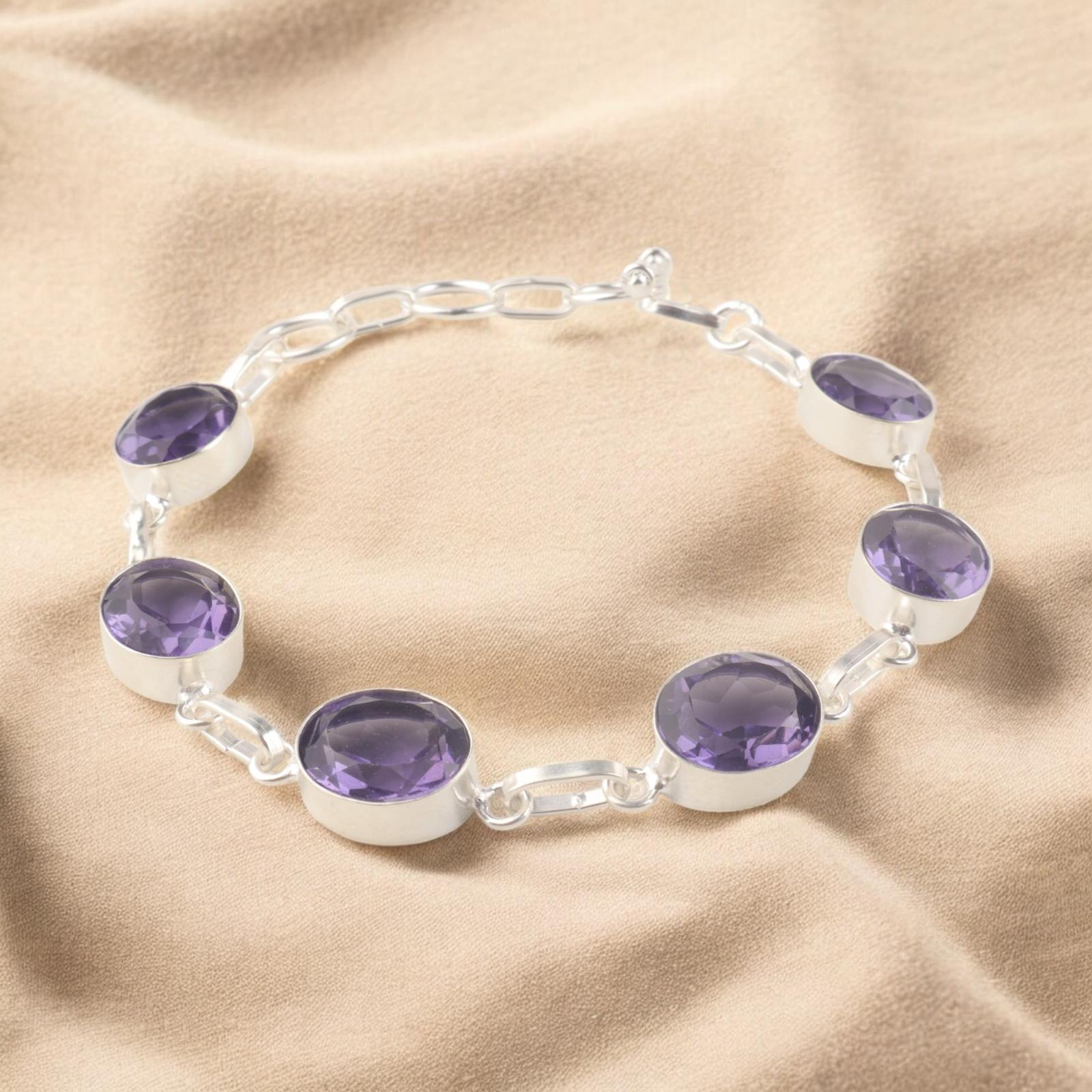 

Редкий камень иолит Ювелирное изделие из серебра 925 пробы Браслет 9 Подарок на День матери RB-5-5