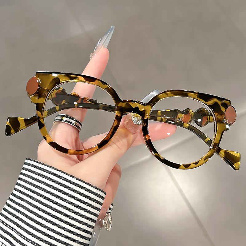 Personalized and fashionable street style accessories, versatile plain glasses, retro round anti-blue light glasses