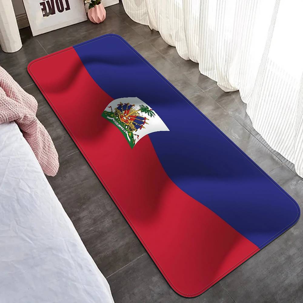 Vintage Haiti Haitian Flag Hallway Carpet Non-Slip Laundry Room Mat Laundry Decor Balcony Child Living Room Toilet Rug