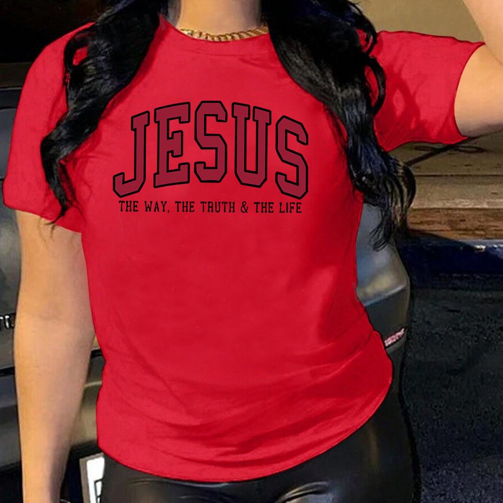 Cotton T-Shirt Short Sleeve Round Neck Women 2d Print Tops