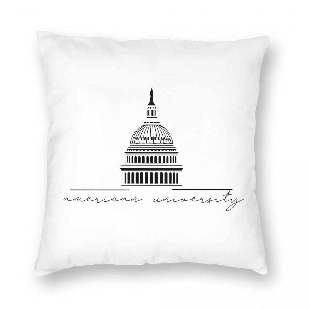 American University Square Pillowcase Polyester Linen Velvet Pattern Zip Decorative Bed Wholesale