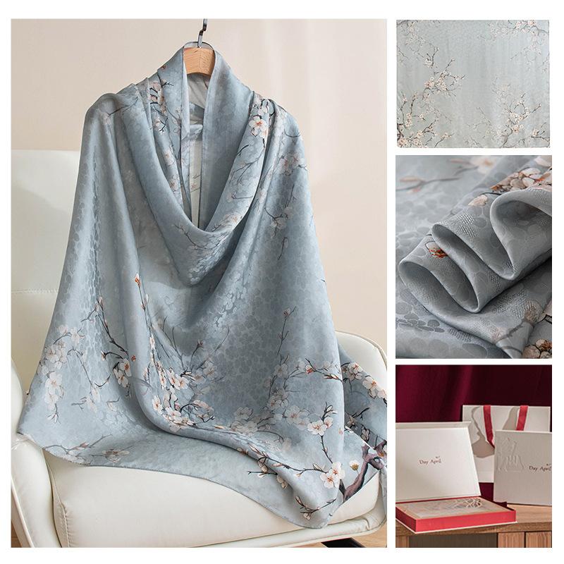Silk scarf Korean atmosphere spring and summer new printing light mulberry silk silk scarf women's versatile big shawl