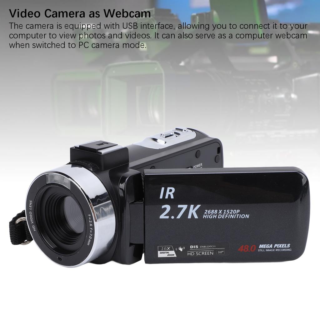 Cameră video Cameră video 2.7K Aparat foto digital Recorder 48MP Ecran TFT cu rotație de 3,0 inchi 16X Digital