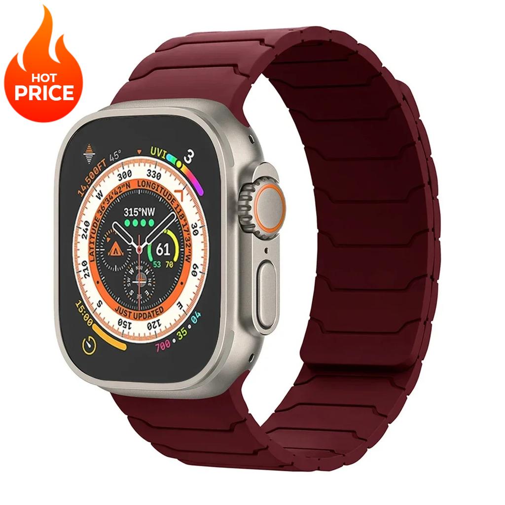 Magnetic Silicone Strap For Apple Watch Ultra 3 2 49mm Band 45mm 44mm 41mm 40mm 38 Bracelet Iwatch Series 11 10 42 46mm 987654SE