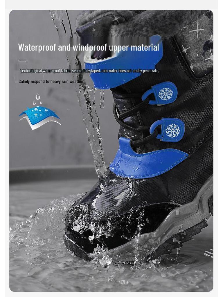 2024 Winter Unisex Kids' Snow Boots - Southern Potato Style, Ski-Ready, Cotton-Lined for Medium and Large Children