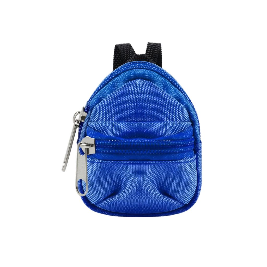Mini Doll Backpack 8cm Fabric Double Layer Coin Purse Small School Bag Toy Accessory with Zipper Closure for Dolls