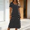 Women’s Short Sleeve Polka Dot Midi Dress with Scoop Neck and Side Pockets Casual Loose Fit Soft Fabric Design