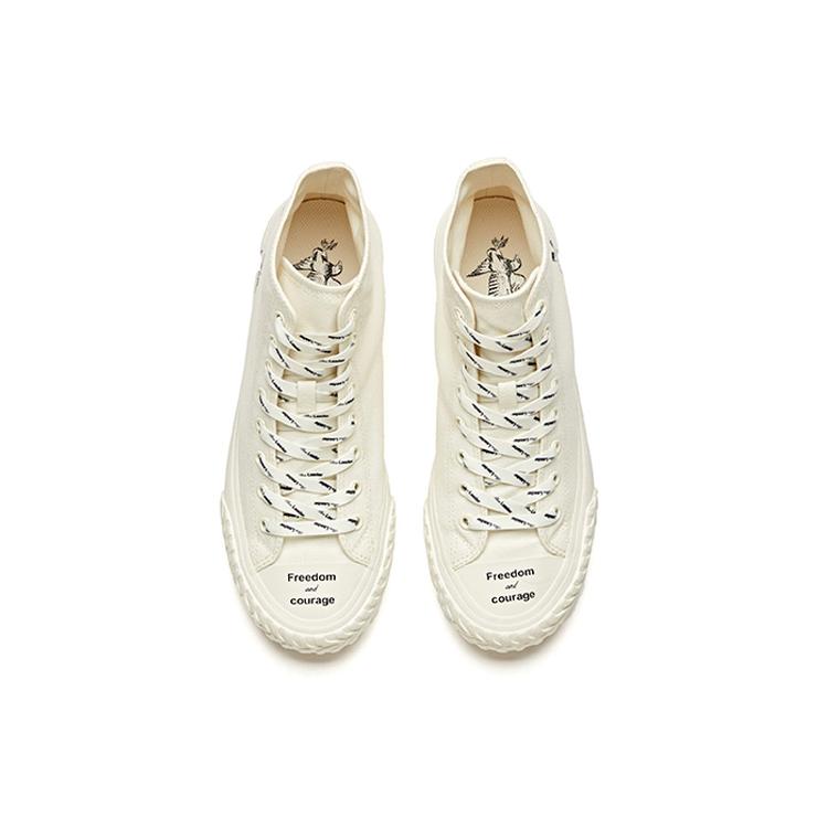Anta Slip Resistant Abrasion Resistant High Top Canvas Shoes White Black 11948680-12