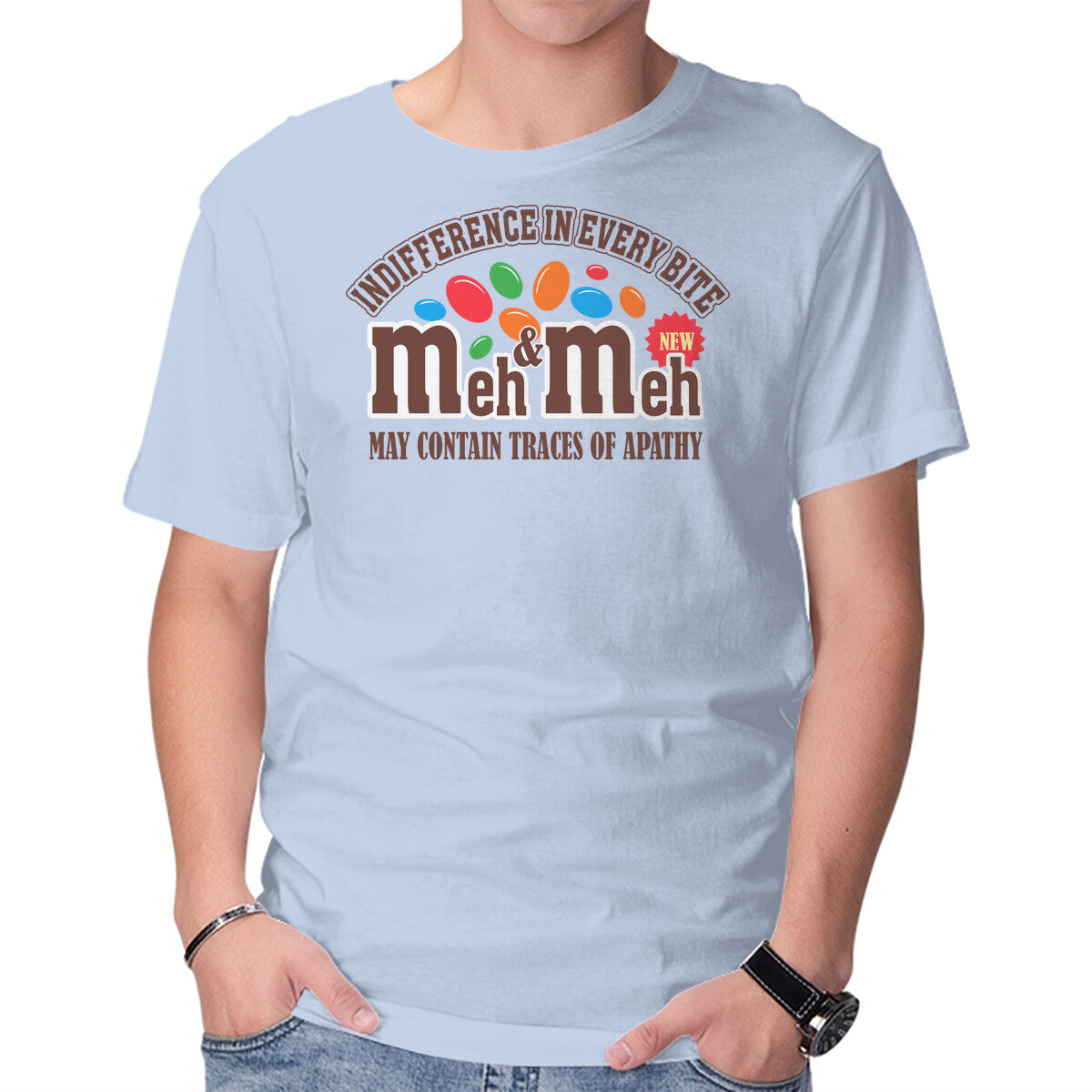 Unisex Crew Neck T-Shirt Meh & Meh Graphic Short Sleeve Casual Tee XXL