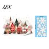 Coffee Shop Window Decorations Christmas Static Clings, Snowy Town House Snowflake Glass Decals, Reusable Patterns for Home Xmas Stickers, Holiday
