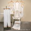 Non-elastic satin simulation silk pajamas, sex underwear, five-piece set of suspenders, sexy women's loungewear