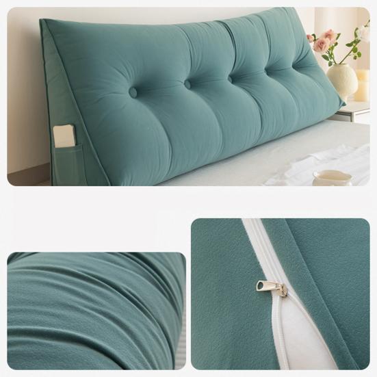 Headboard Backrest Wedge Triangle Pillow With Side Pocket Removable Cover Headboard Wedge