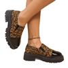 2025 new large size single shoes women's new autumn leopard print European and American round head thick heel one pedal loafers casual shoes