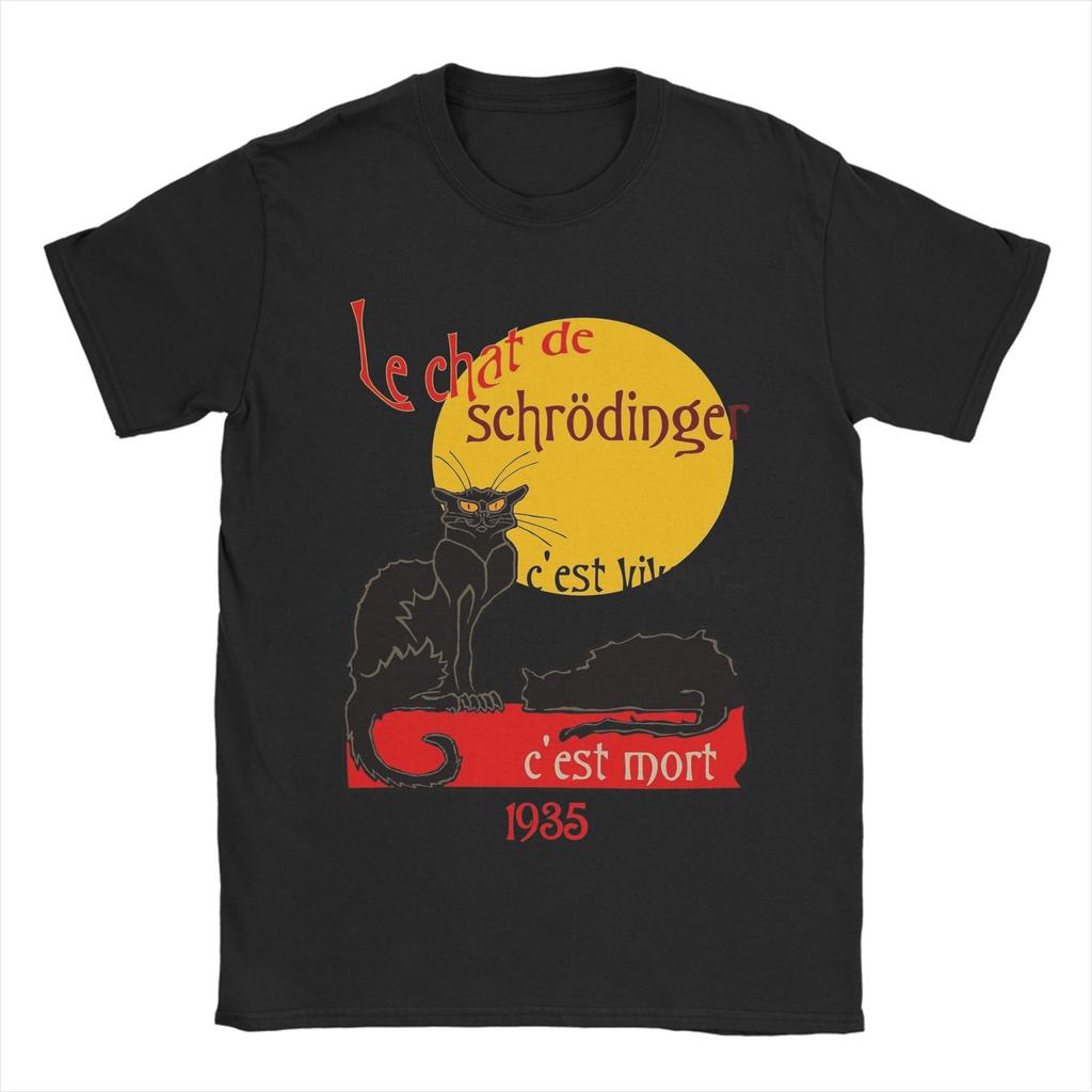 Schrodinger's Cat Physics Science T Shirts for Men Cotton Vintage T-Shirts Crewneck  Tee Shirt Short Sleeve Tops Gift Idea