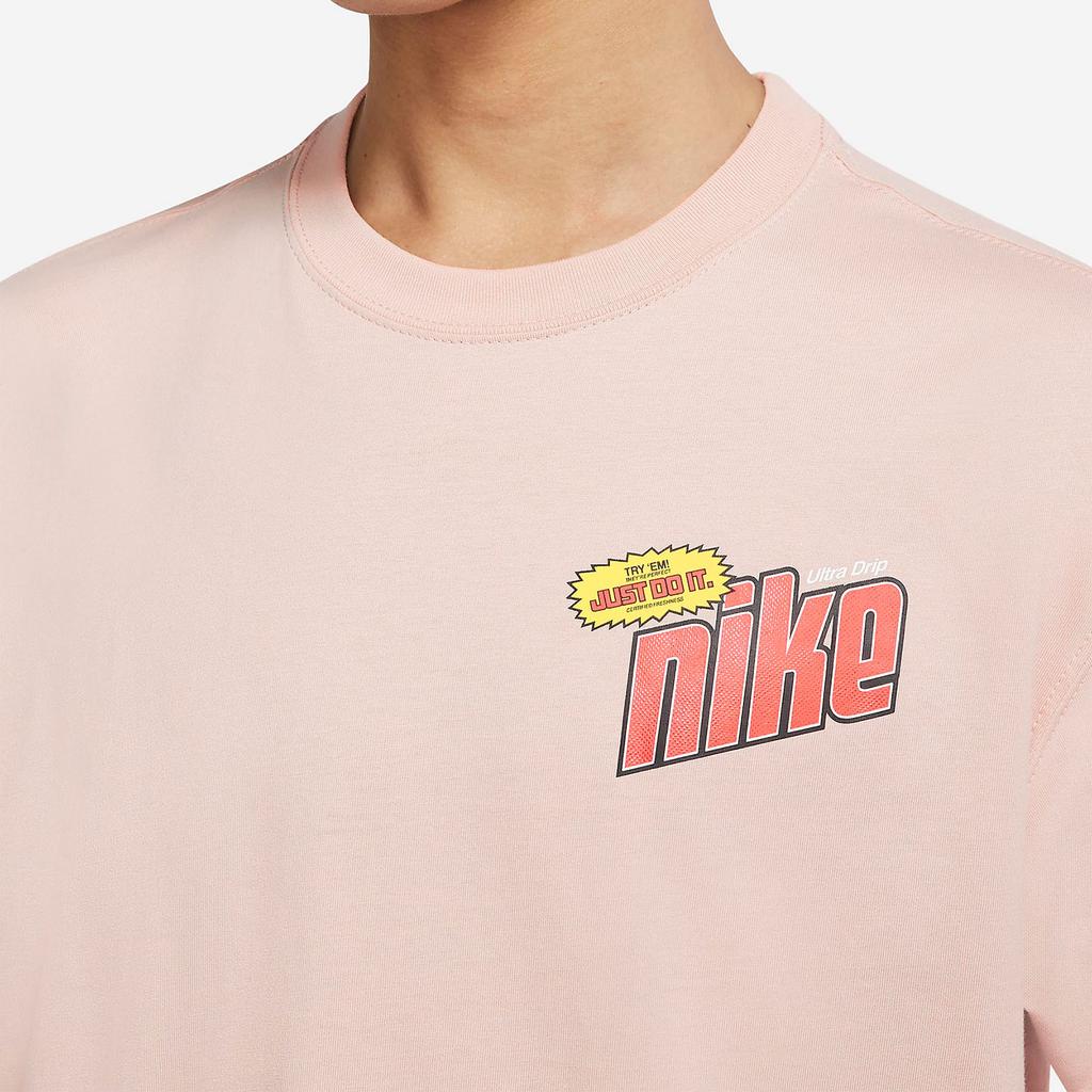 Nike Large Back Logo Print Crew Neck T-Shirt Men Tops Pink DM2198-601