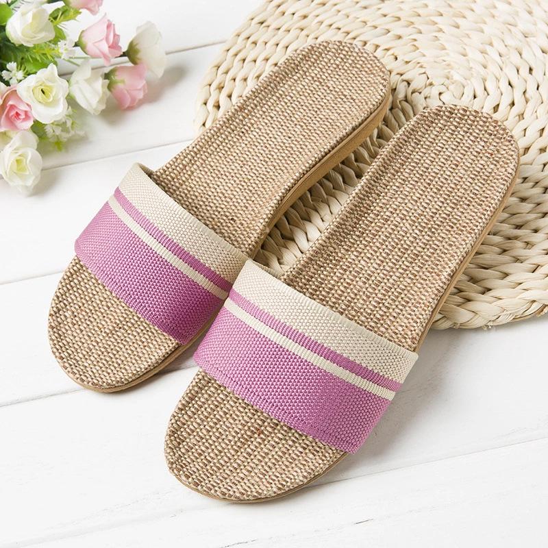 Summer linen slippers women's home couple home indoor non-slip soft bottom household cotton and linen cool slippers men