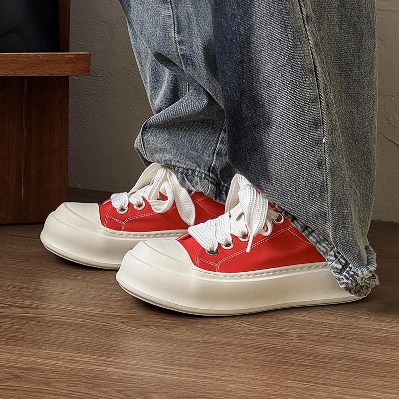 Shoes Are Fashionable and Simple 2025 New Casual Shoes Trend Versatile Thick Sole Heightening Board Shoes Lace Up Low Top