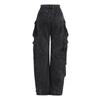 Autumn 2025 Women's High-Waisted Wide-Leg Jeans with Large Pockets and Casual Style