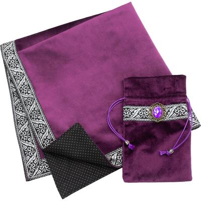 By fortune MARDUK Tarotová látka s velkými sametovými tarotovými kartami Věštecké karty Pro začátečníky 65 cm x 65 cm [Doporučeno věštci] Protiskluzová (Nachový)