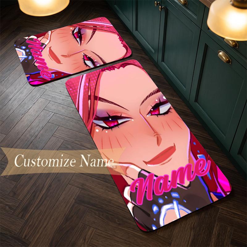 mira (14) Customize Name Flannel Kitchen Mat Soft Non-Slip Kitchen Floor Runner Rug for Home Kitchen Decor